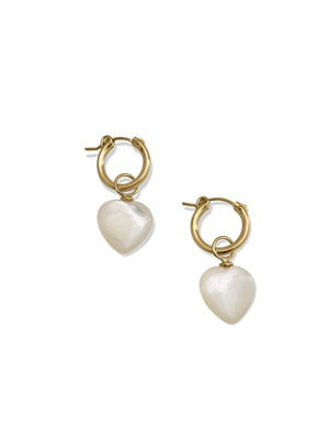Mother of Pearl Heart Huggie Earrings