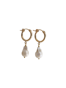 Huggie Pearl Drop Earrings