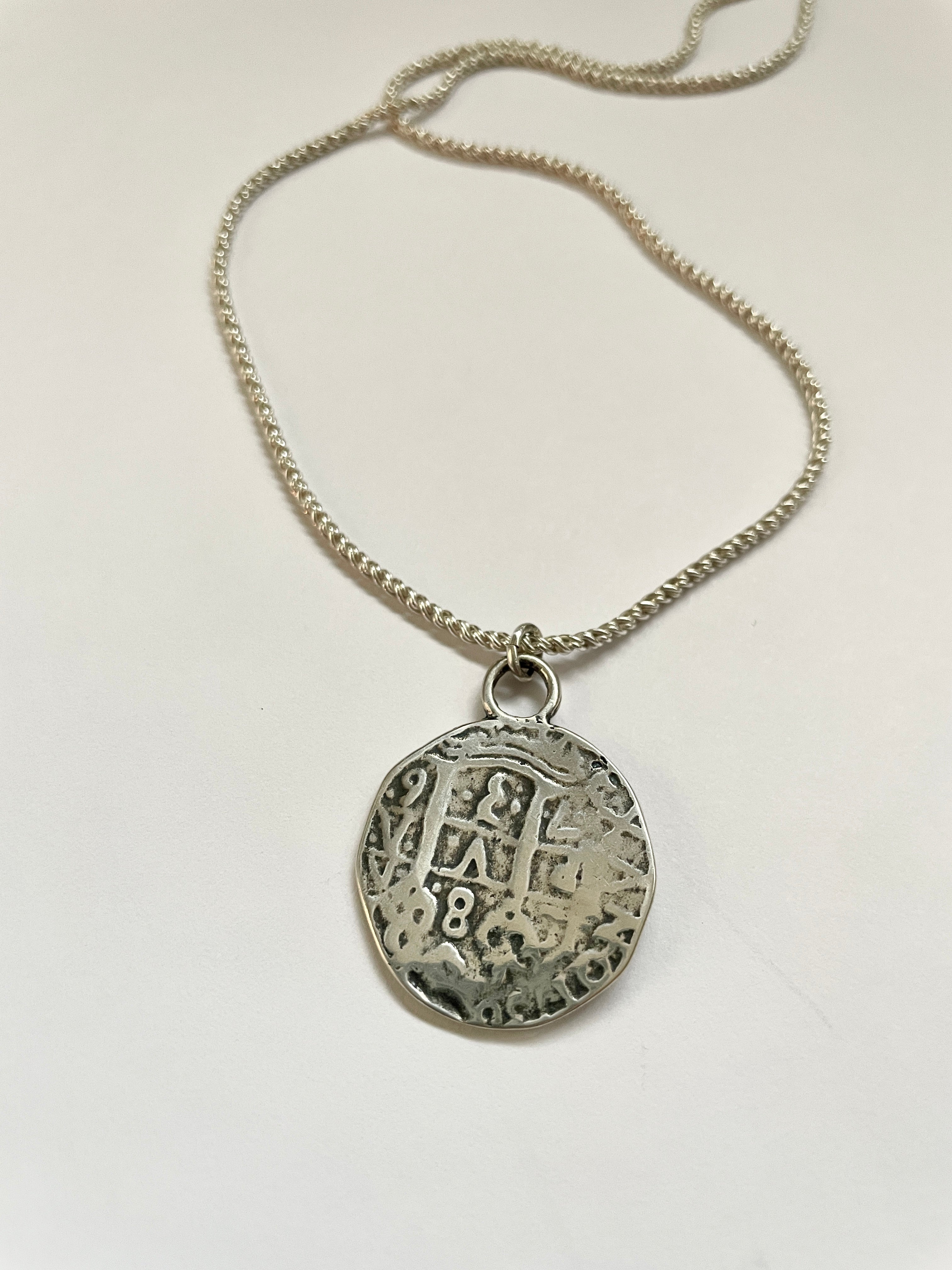 Sterling Spanish Galleon Coin Necklace