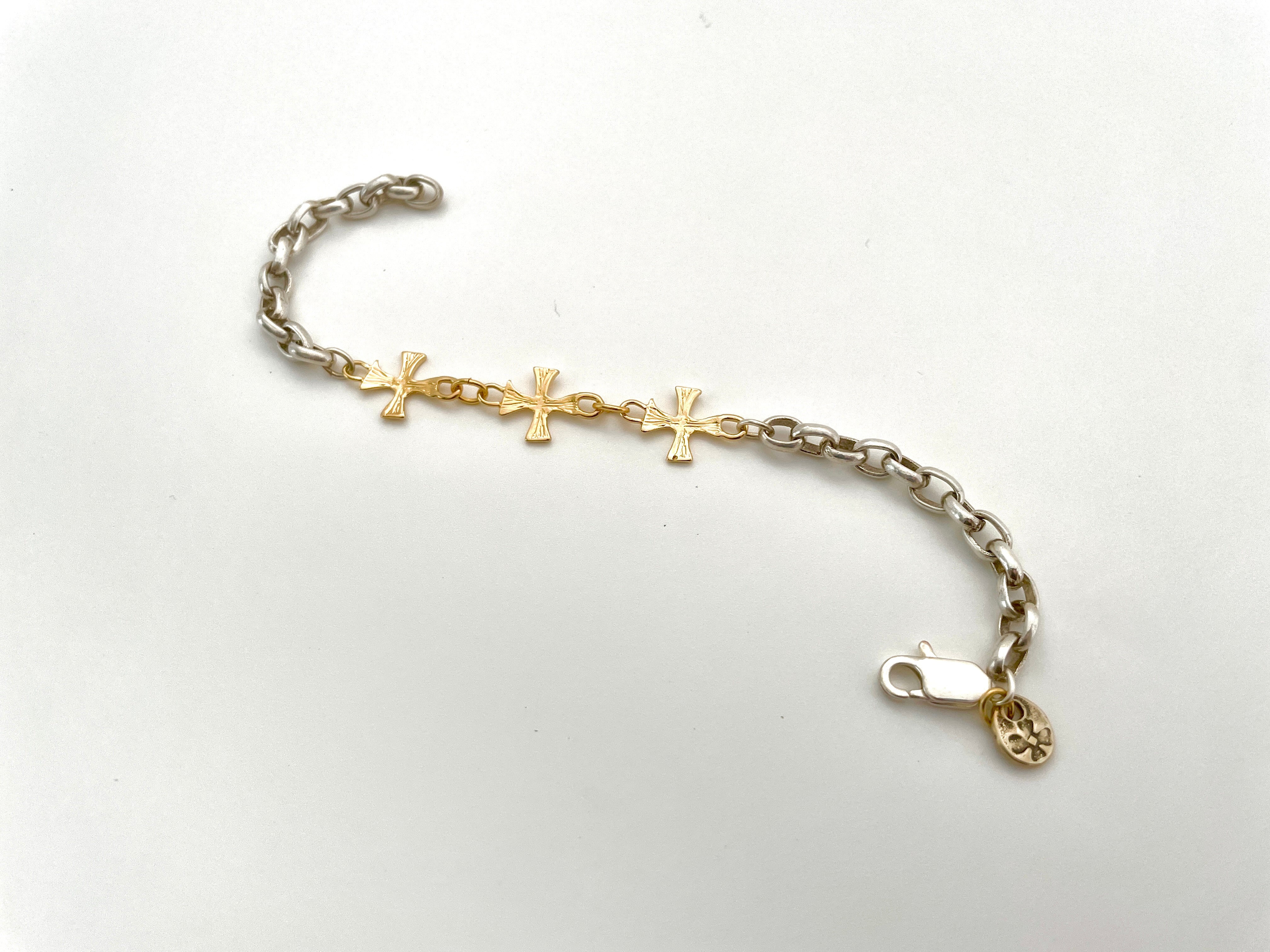 Sterling & Gold Cross Bracelet