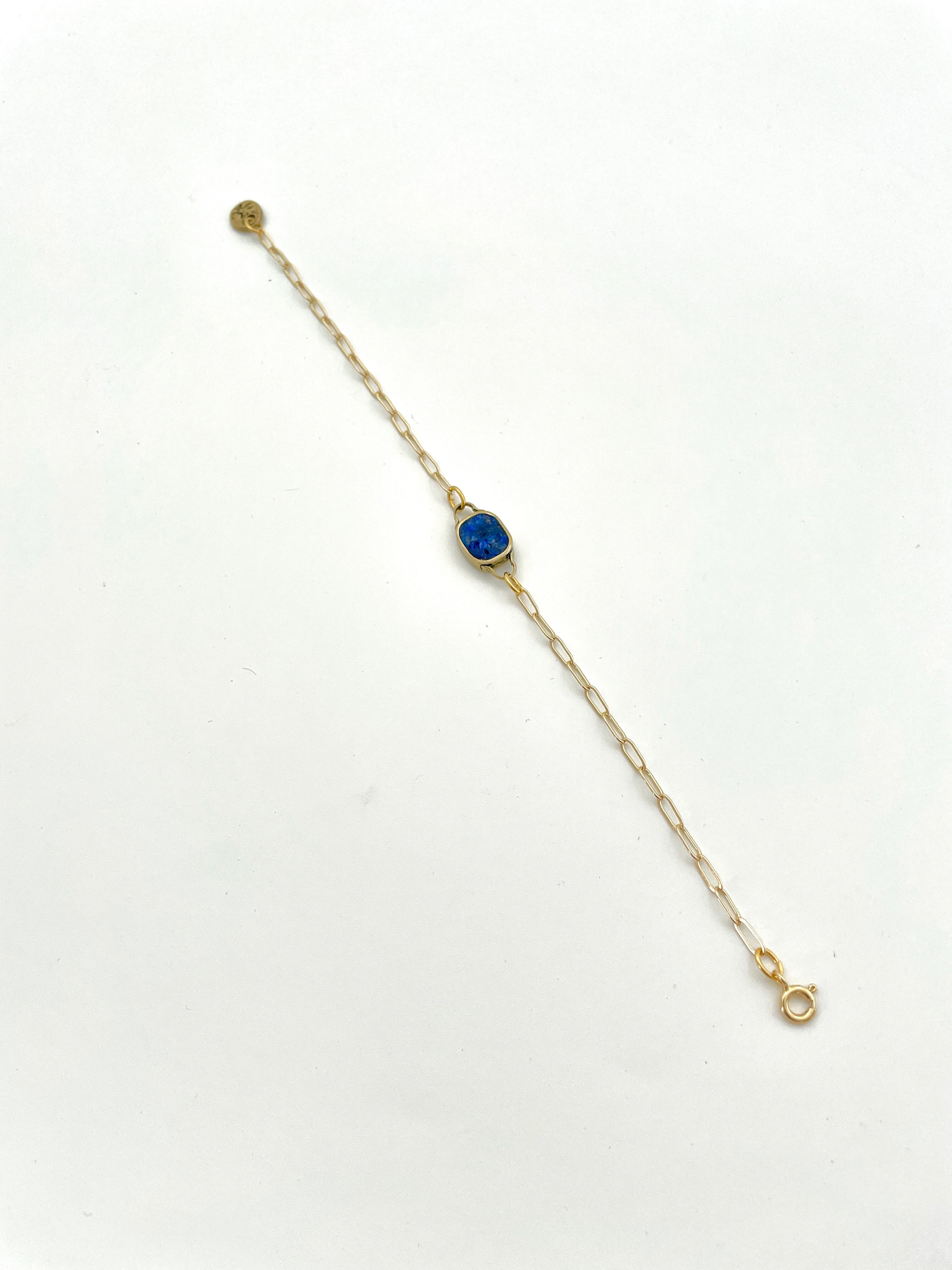 Golden Lapis Chain Bracelet