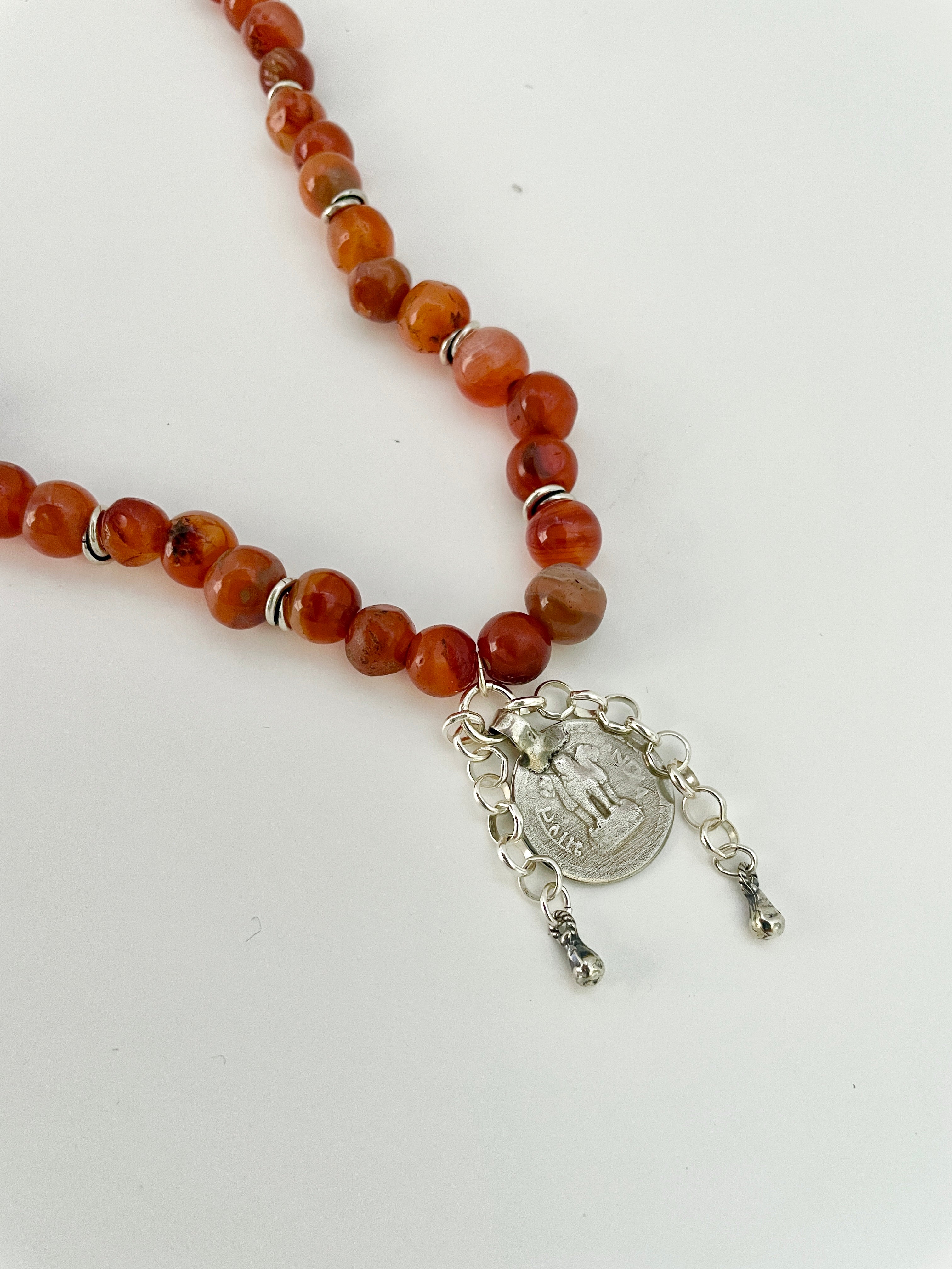 Primitive Carnelian & Sterling Necklace