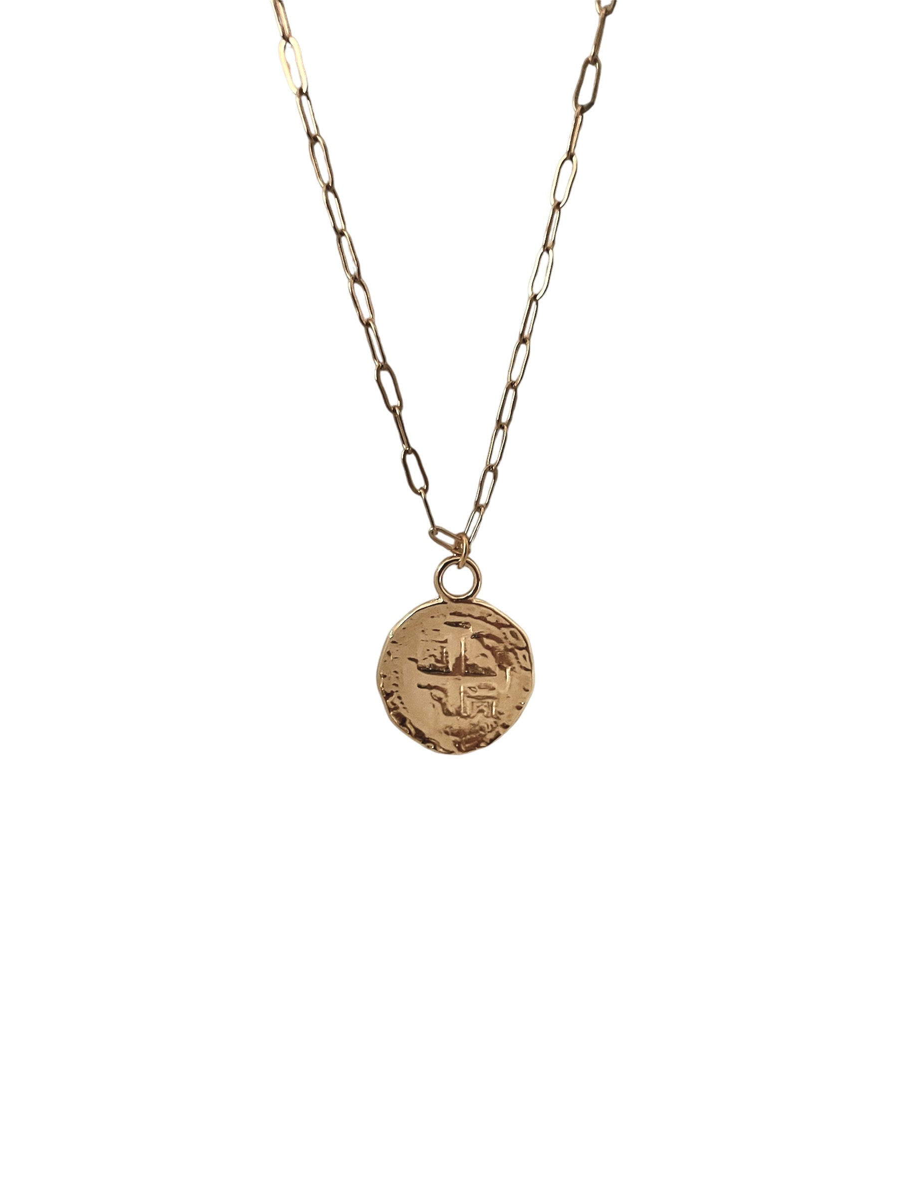 14K Gold Filled Spanish Galleon Coin Necklace