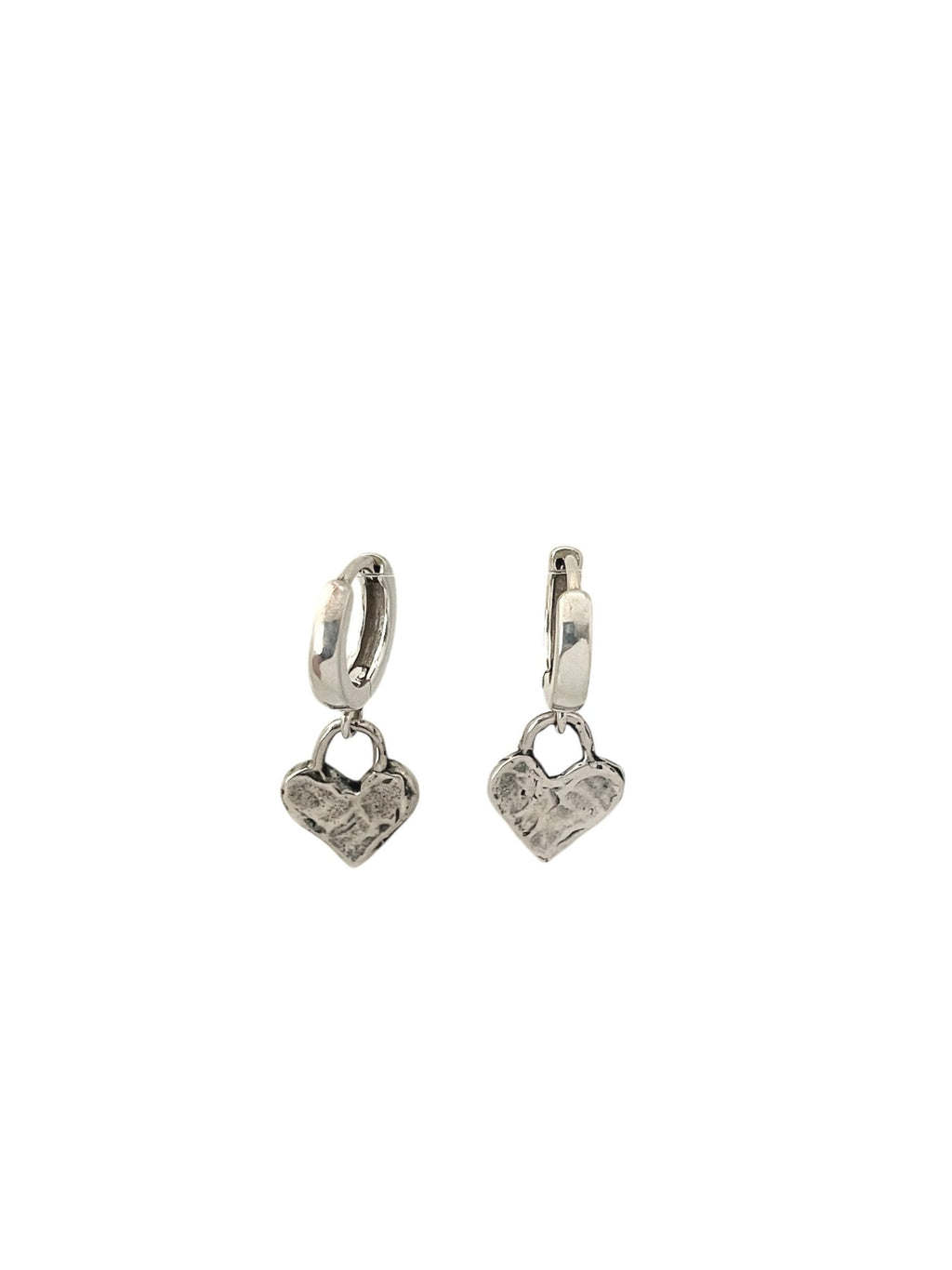 Hand Cast Sterling Silver Heart Earrings