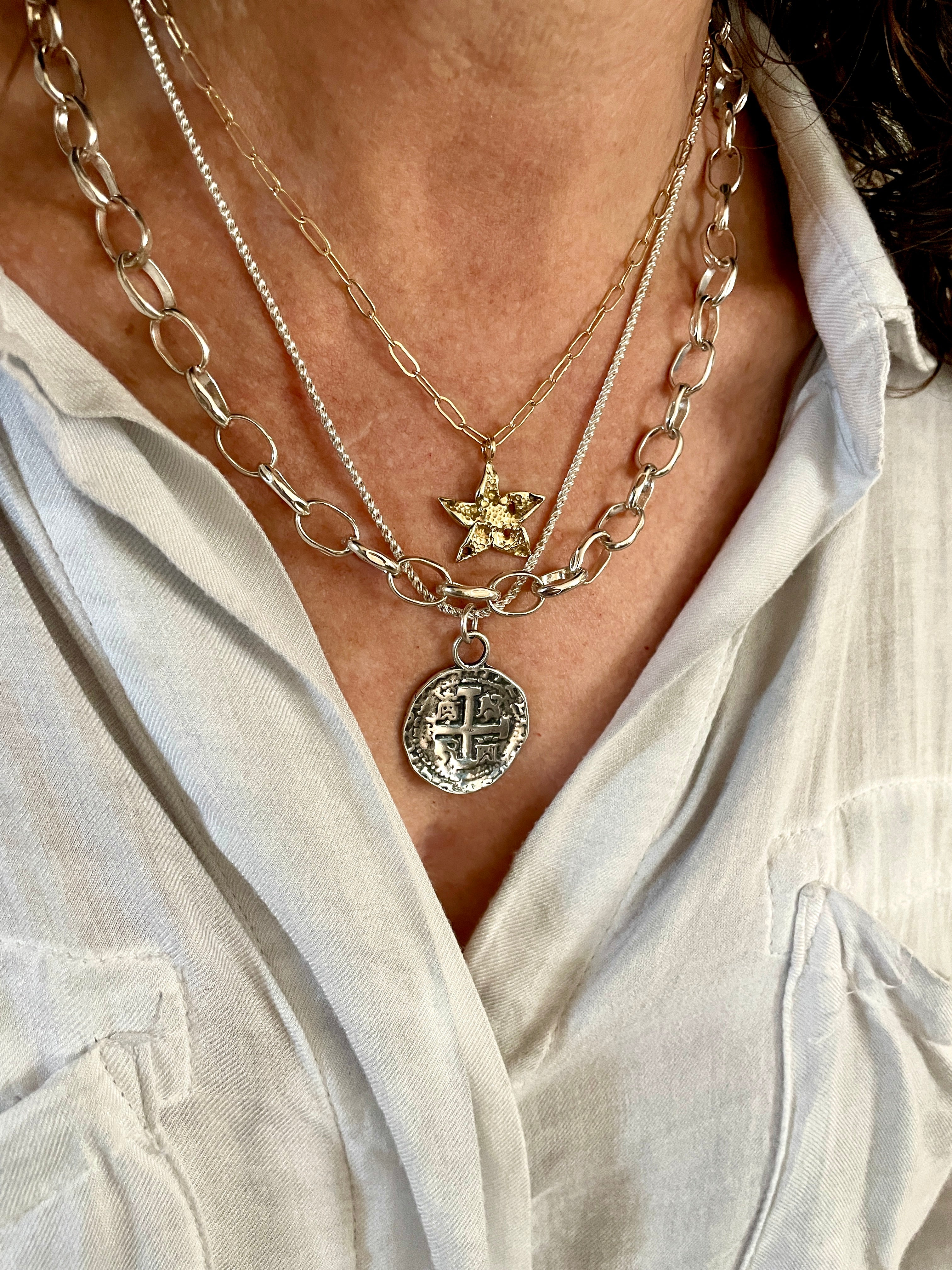 Sterling Spanish Galleon Coin Necklace