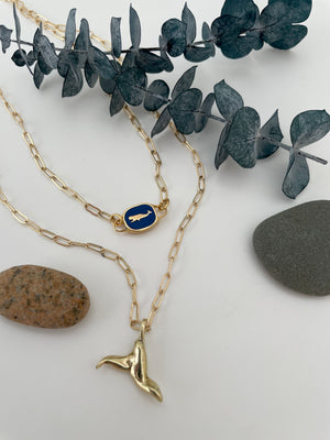 Whale Tail Bronze & Gold-Filled Necklace