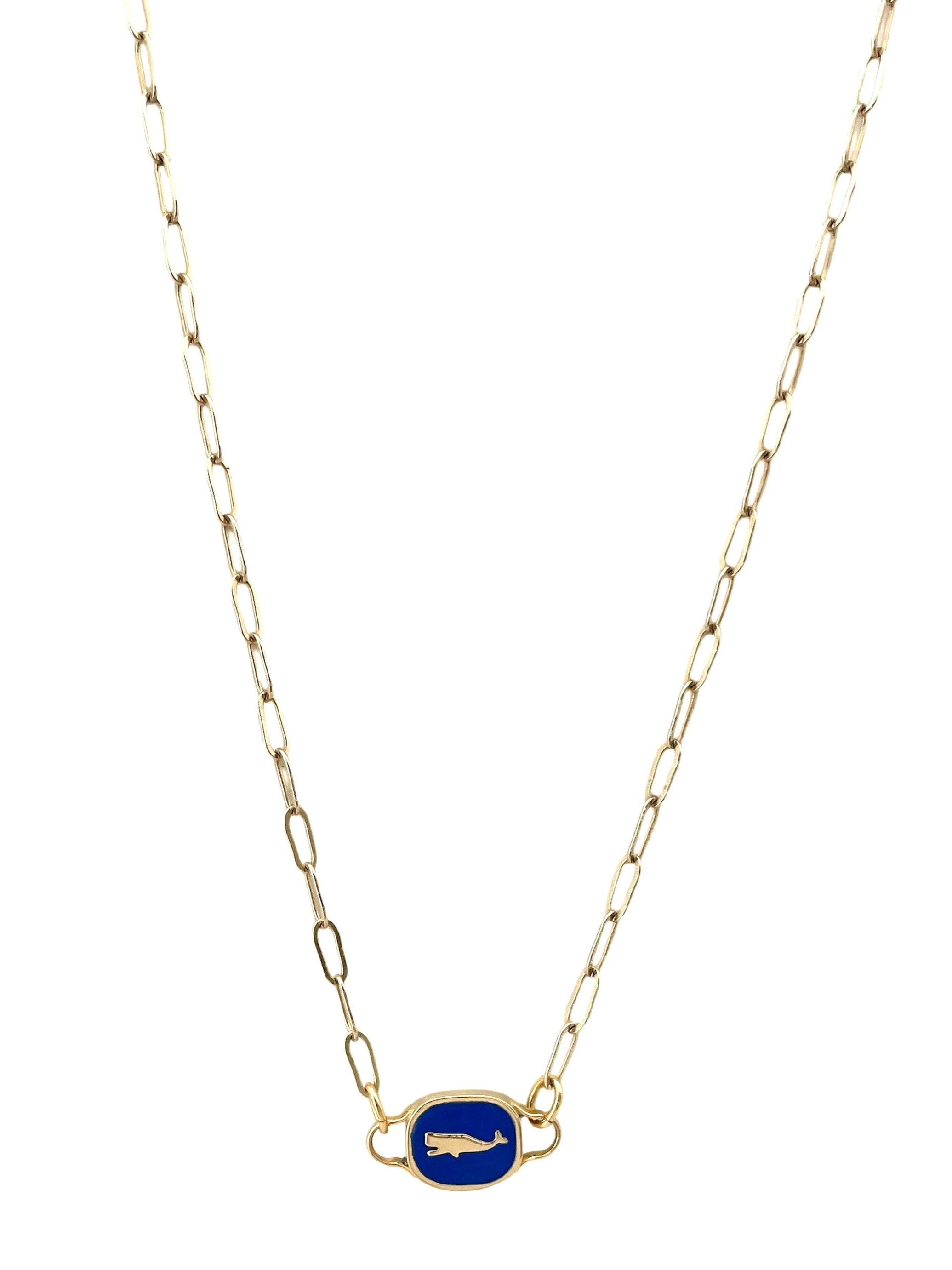 14K Gold Filled Tiny Whale Cameo Necklace