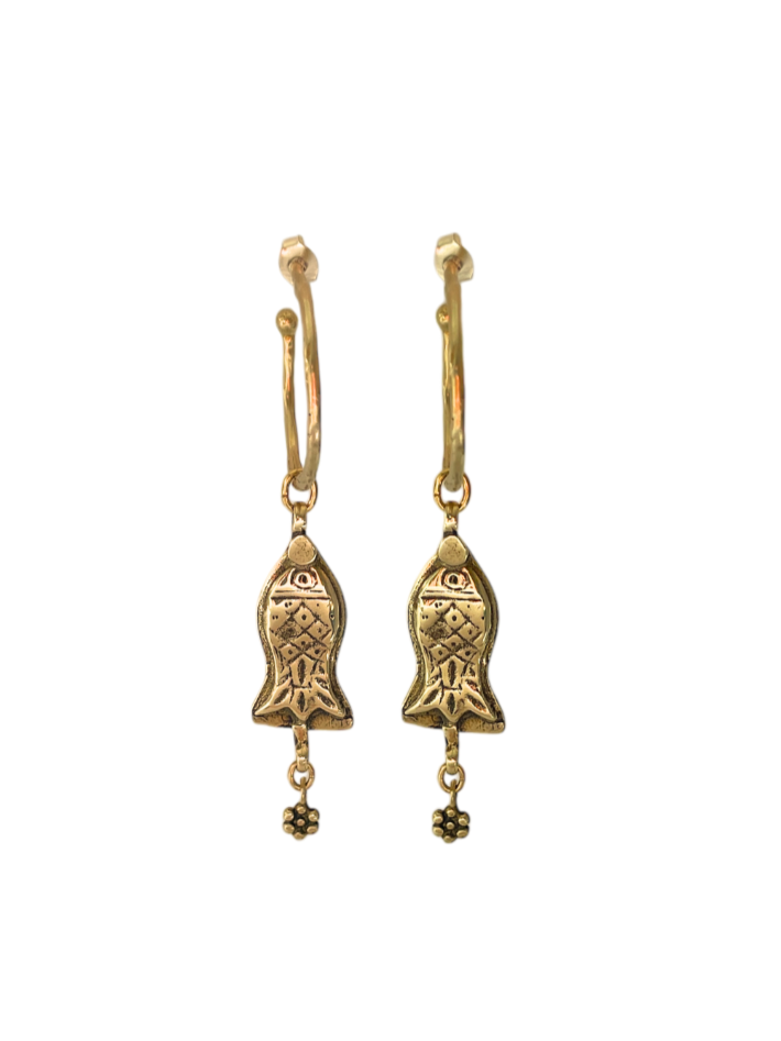 Bronze Life & Lotus Hoops
