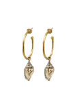 Handcast Bronze & Sterling Shell Hoops