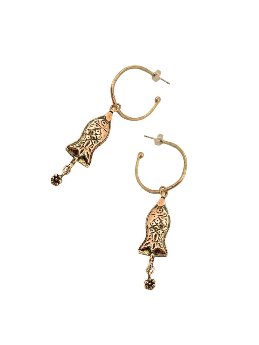 Bronze Life & Lotus Hoops