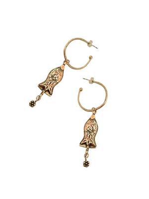 Bronze Life & Lotus Hoops
