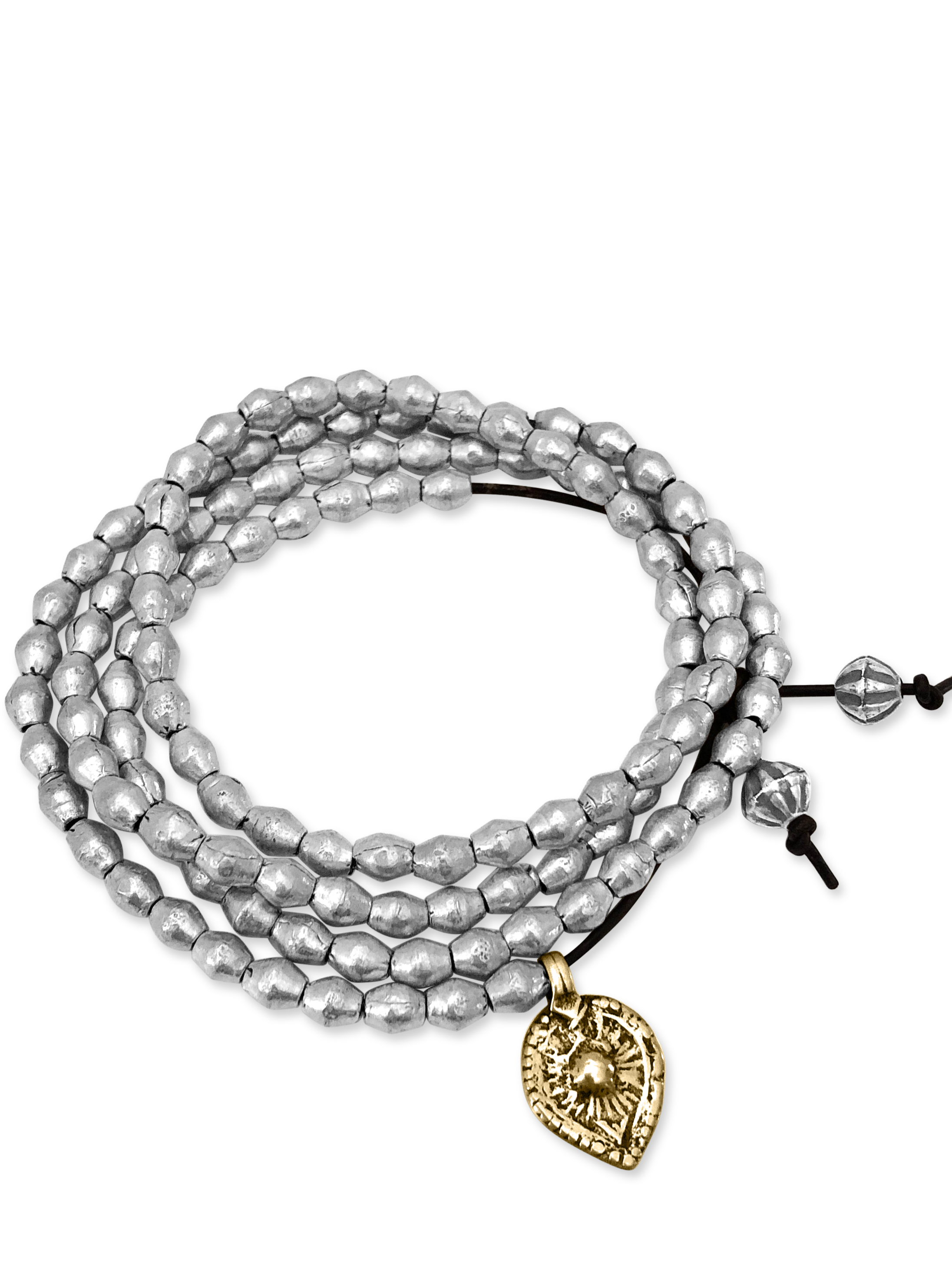 Silver African Trade Bead Wrap Bracelet