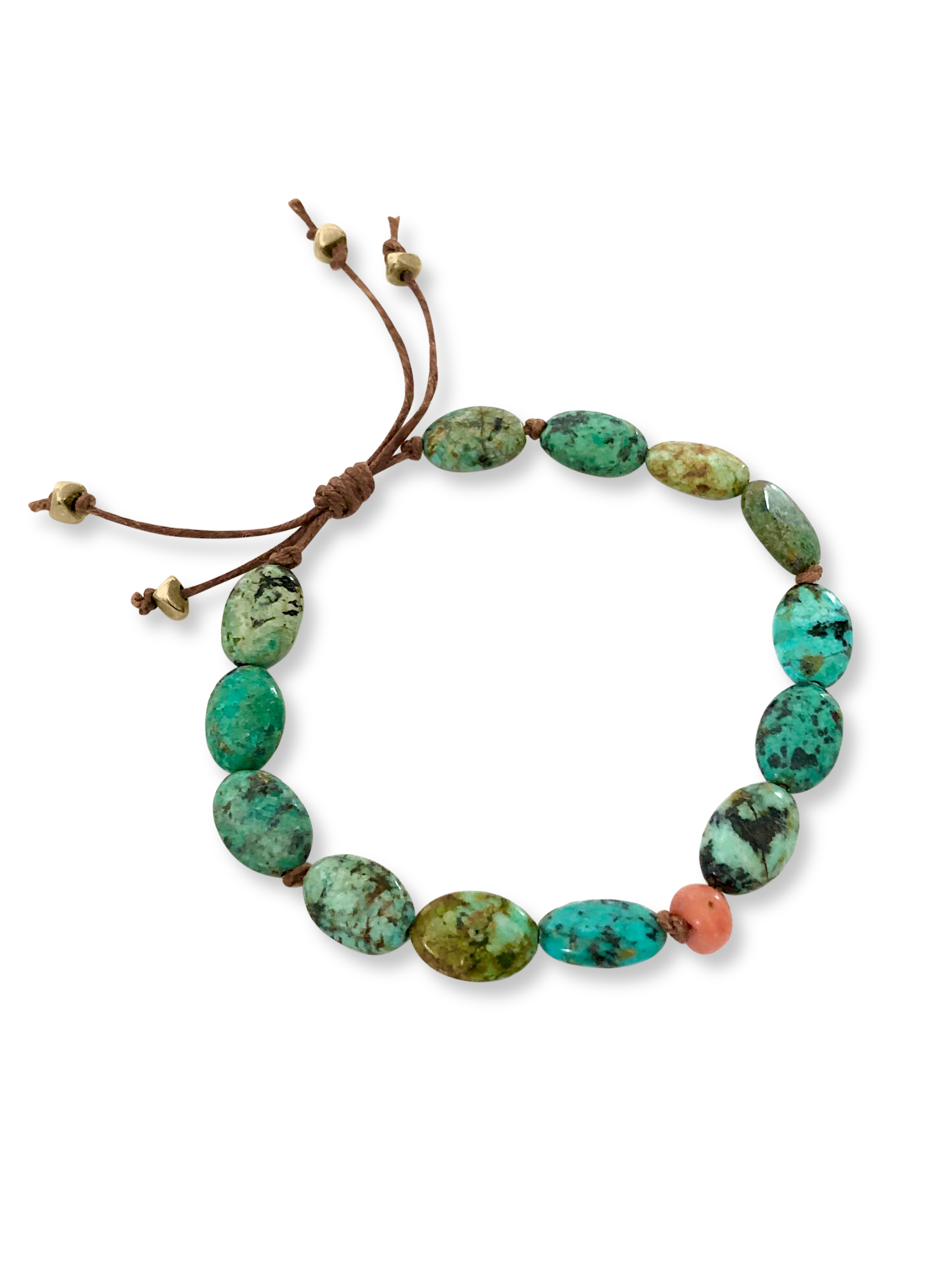 Hand Knotted Turquoise and Ancient Coral Bracelet
