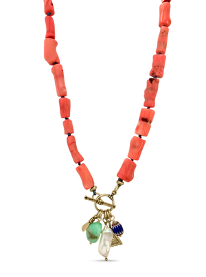 Coral Gathered Necklace
