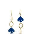 Gold Lapis & Pearl Earrings