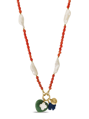 Coral & Pearl Dreamcatcher Necklace