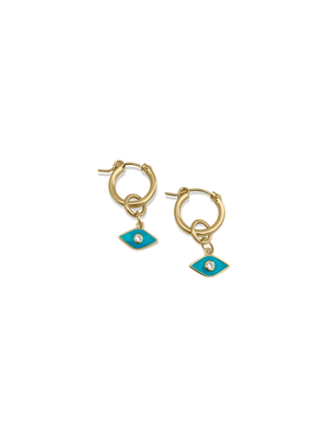 Turquoise Evil Eye Huggie Earrings