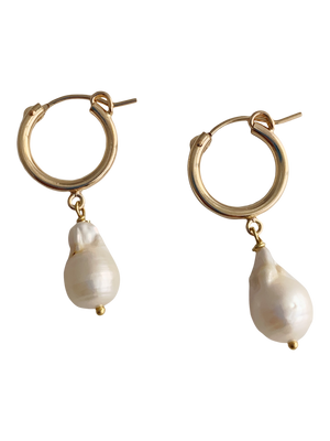 Huggie Pearl Drop Earrings
