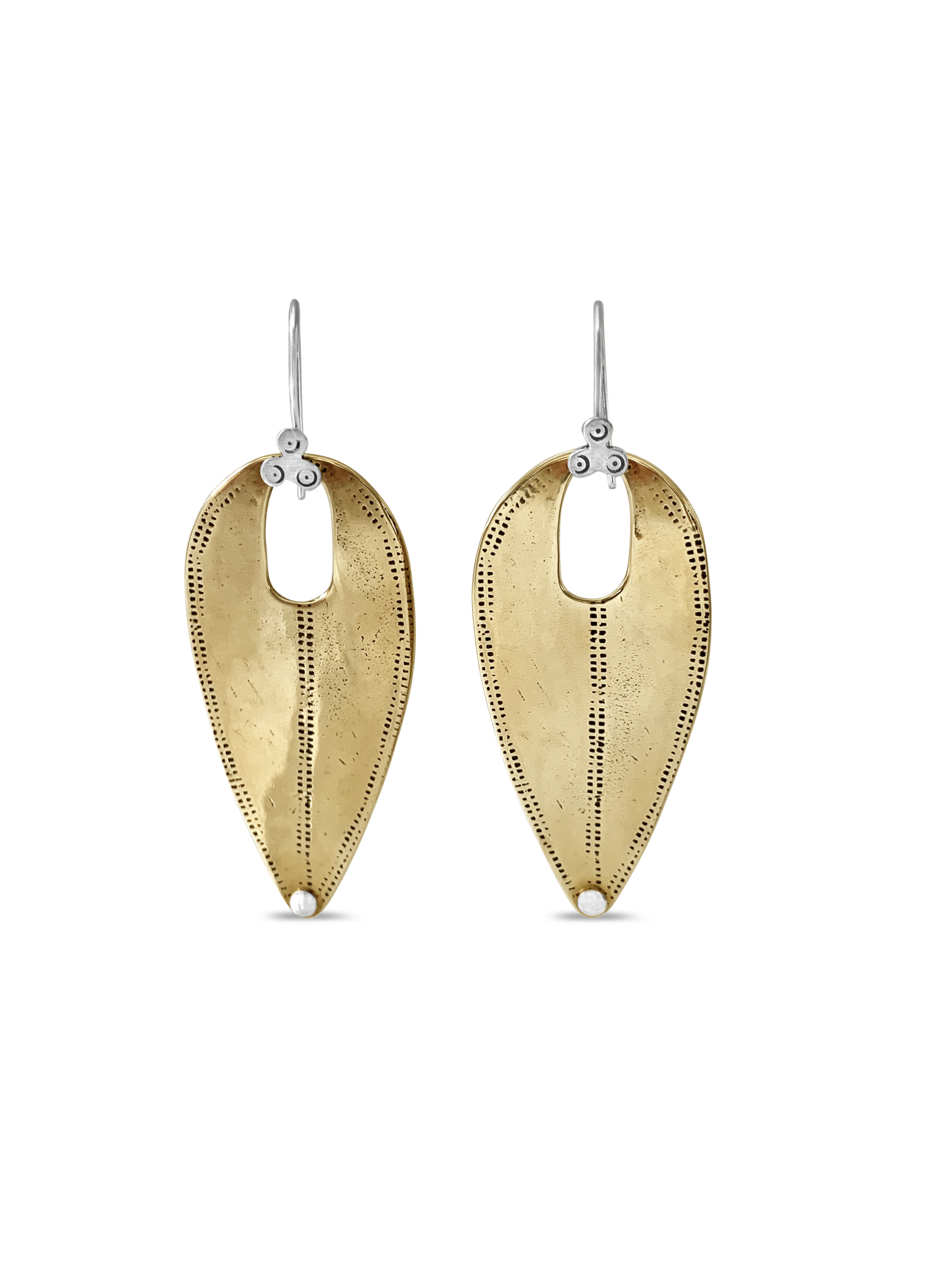 Bronze & Sterling Shield Earrings