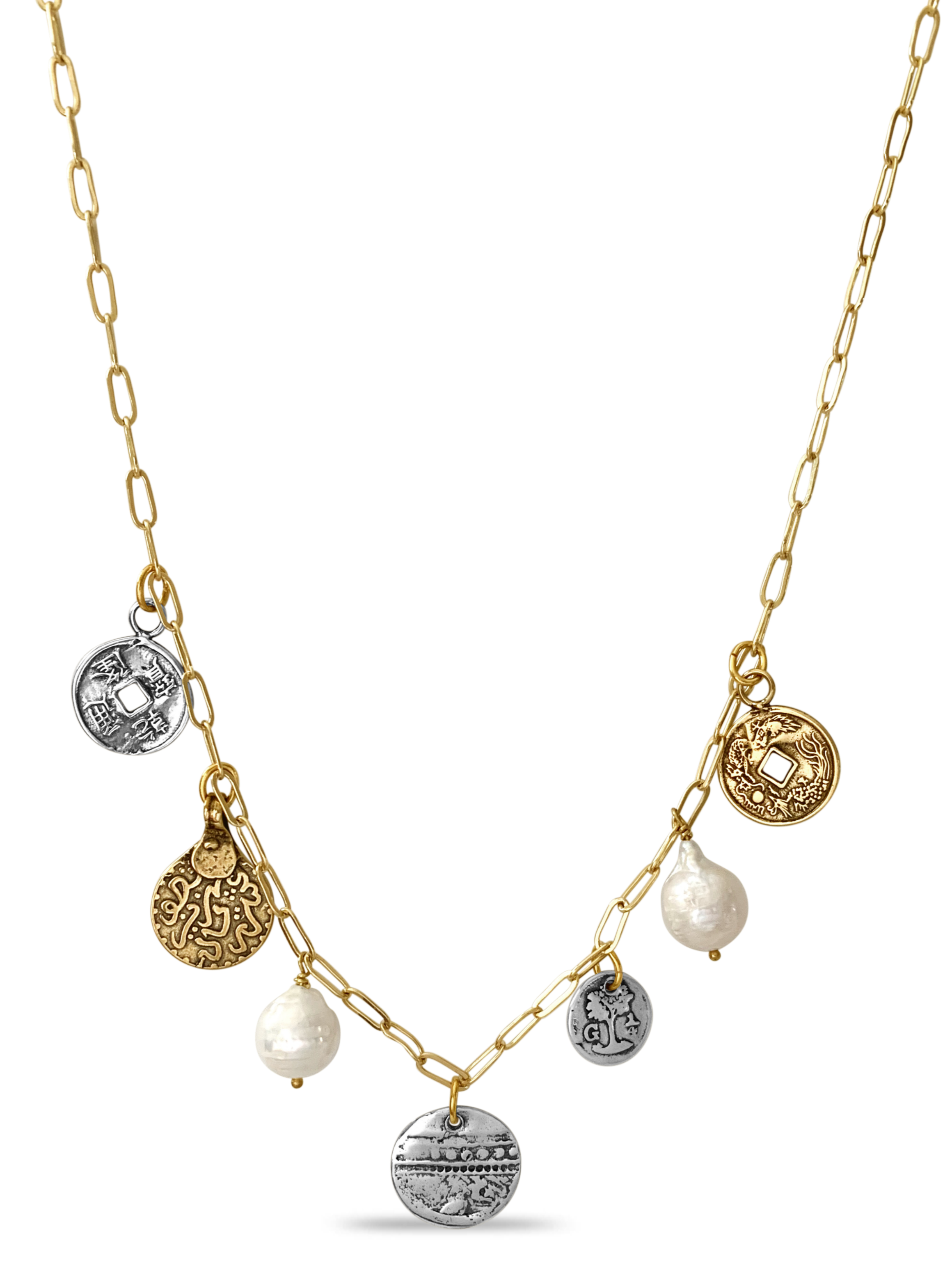 Lucky Pearl Coin Necklace