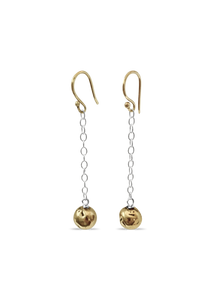 Bronze & Chain Pebble Earrings
